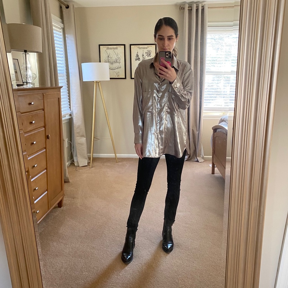 Metallic Button Down Shirt